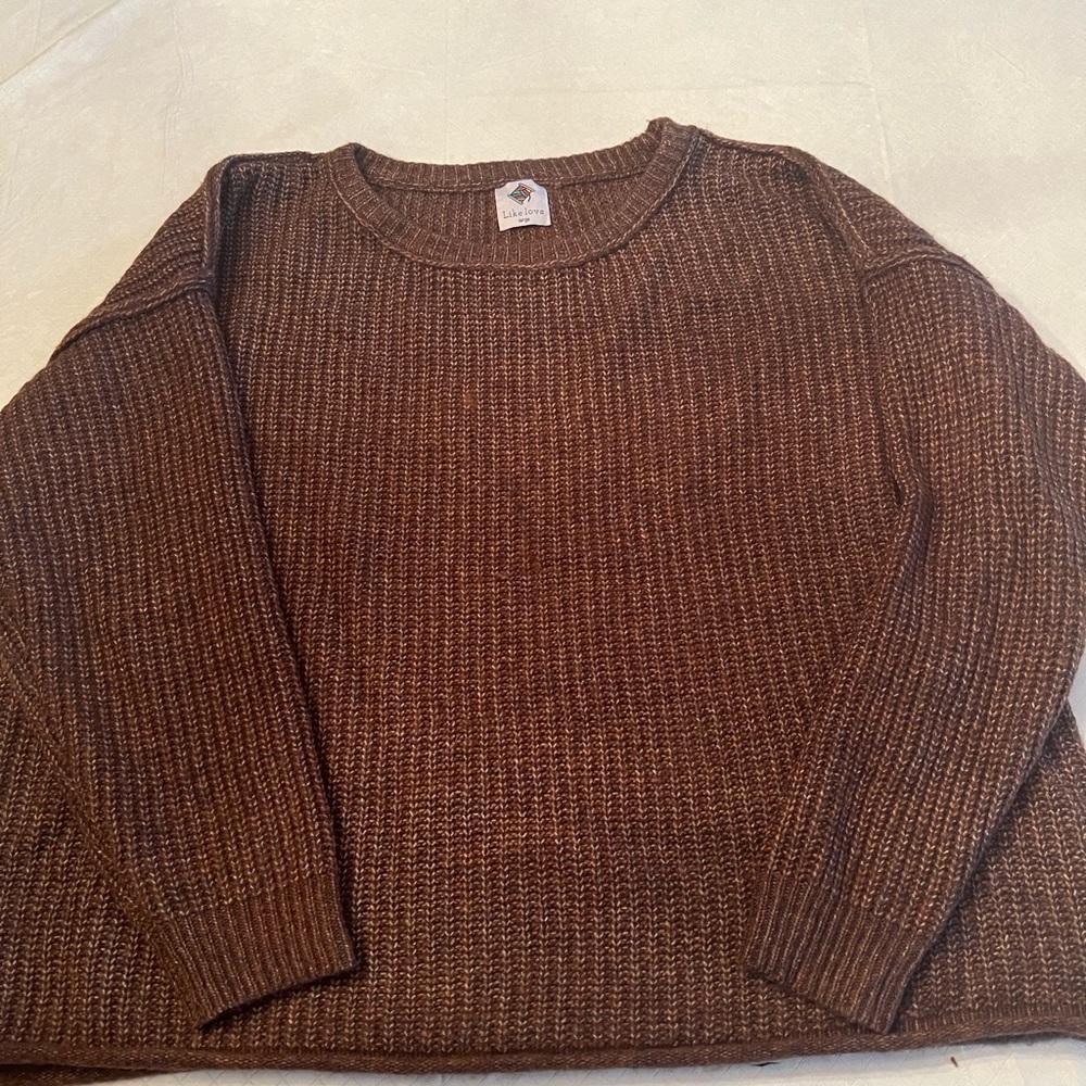 Like Love womens Large Heathered brown sweatet